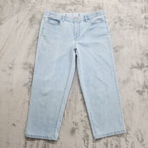 JM Collection Jeans Womens 12 Blue Light Wash Mid Rise Crop Capri Stretch‎ Denim